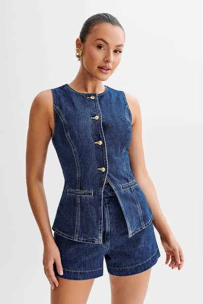 Linnea Malmö™ | Trendigt denimset med knappar
