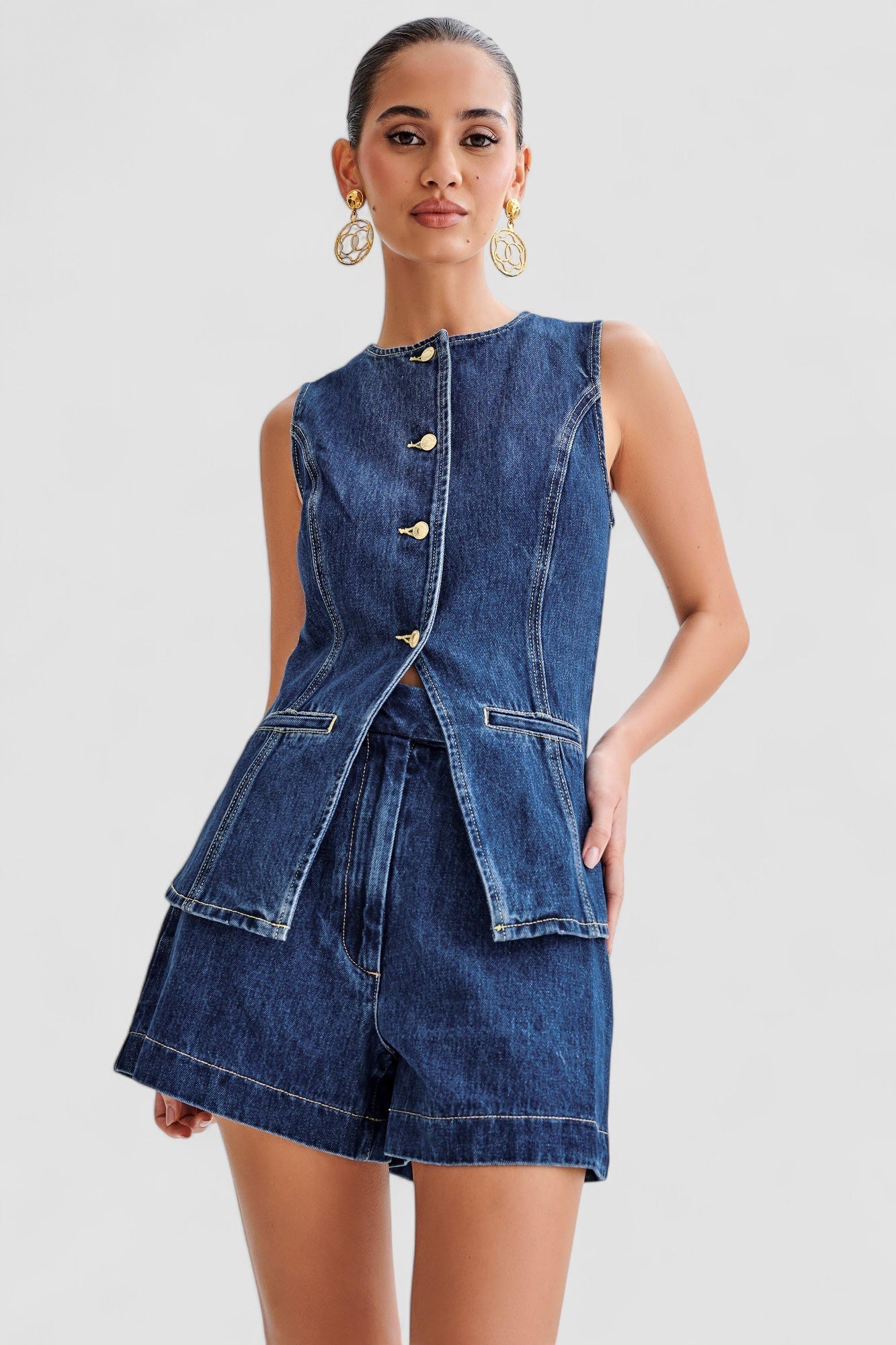 Linnea Malmö™ | Trendigt denimset med knappar