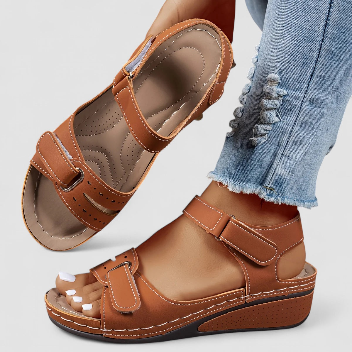 Linnea Malmö™ | Aldona - Ortopediska sandaler med kilklack