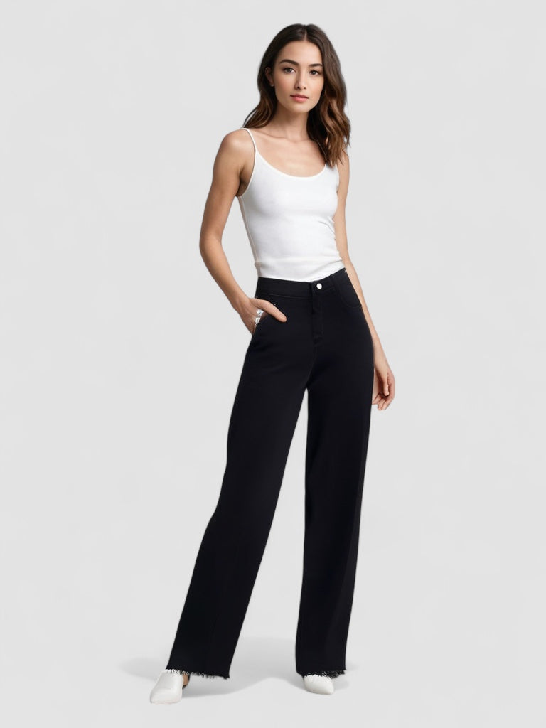 Linnea Malmö™ | Elegant Svart Jeans med Rå Finish