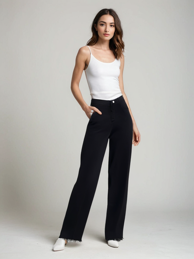 Linnea Malmö™ | Elegant Svart Jeans med Rå Finish