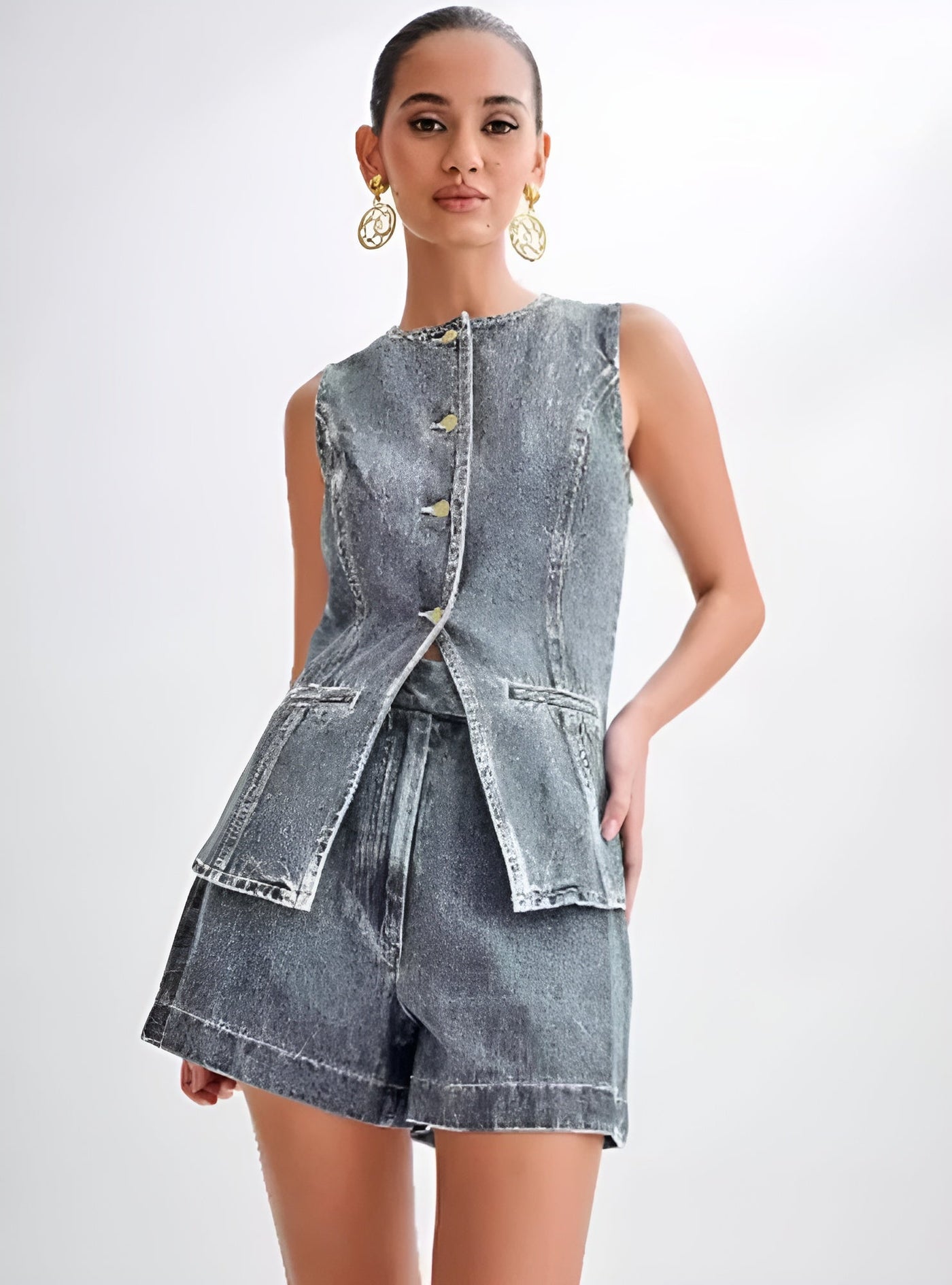 Linnea Malmö™ | Trendigt denimset med knappar