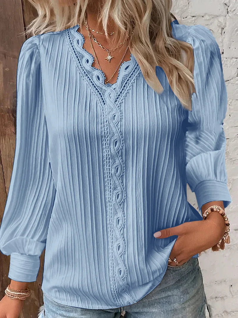 Linnea Malmö™ | Selvie – Blus med spetskant och veck