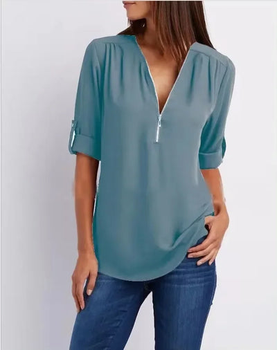 Linnea Malmö™ | Ronja – Elegant topp med dragkedja