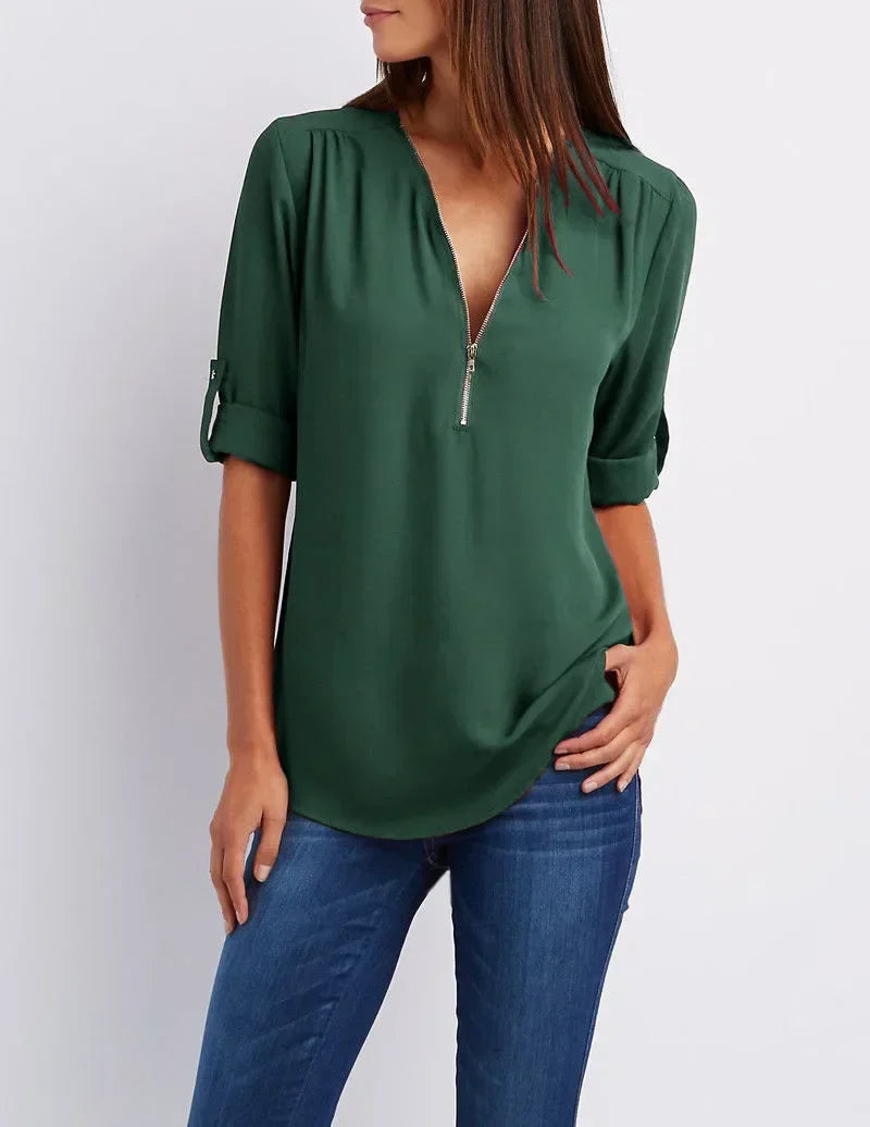 Linnea Malmö™ | Ronja – Elegant topp med dragkedja