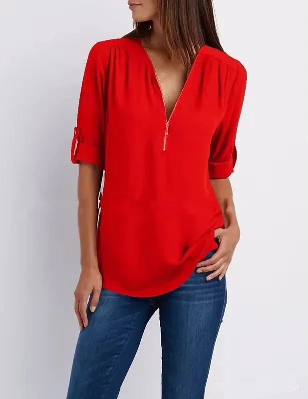Linnea Malmö™ | Ronja – Elegant topp med dragkedja