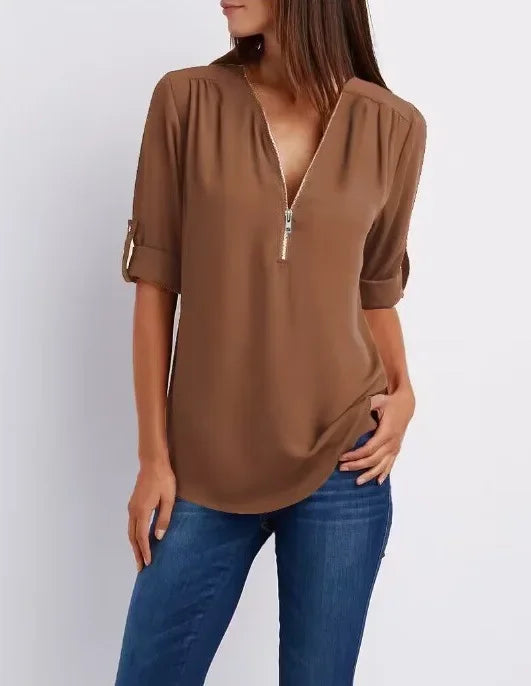 Linnea Malmö™ | Ronja – Elegant topp med dragkedja