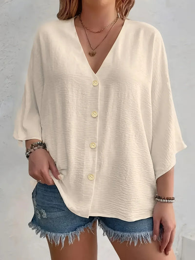 Linnea Malmö™ | Signe – Blus med knäppning och ¾-ärm