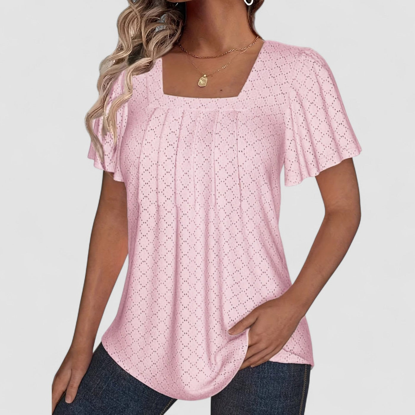 Linnea Malmö™ | Mirelle – Blus med fyrkantig halsringning och textur