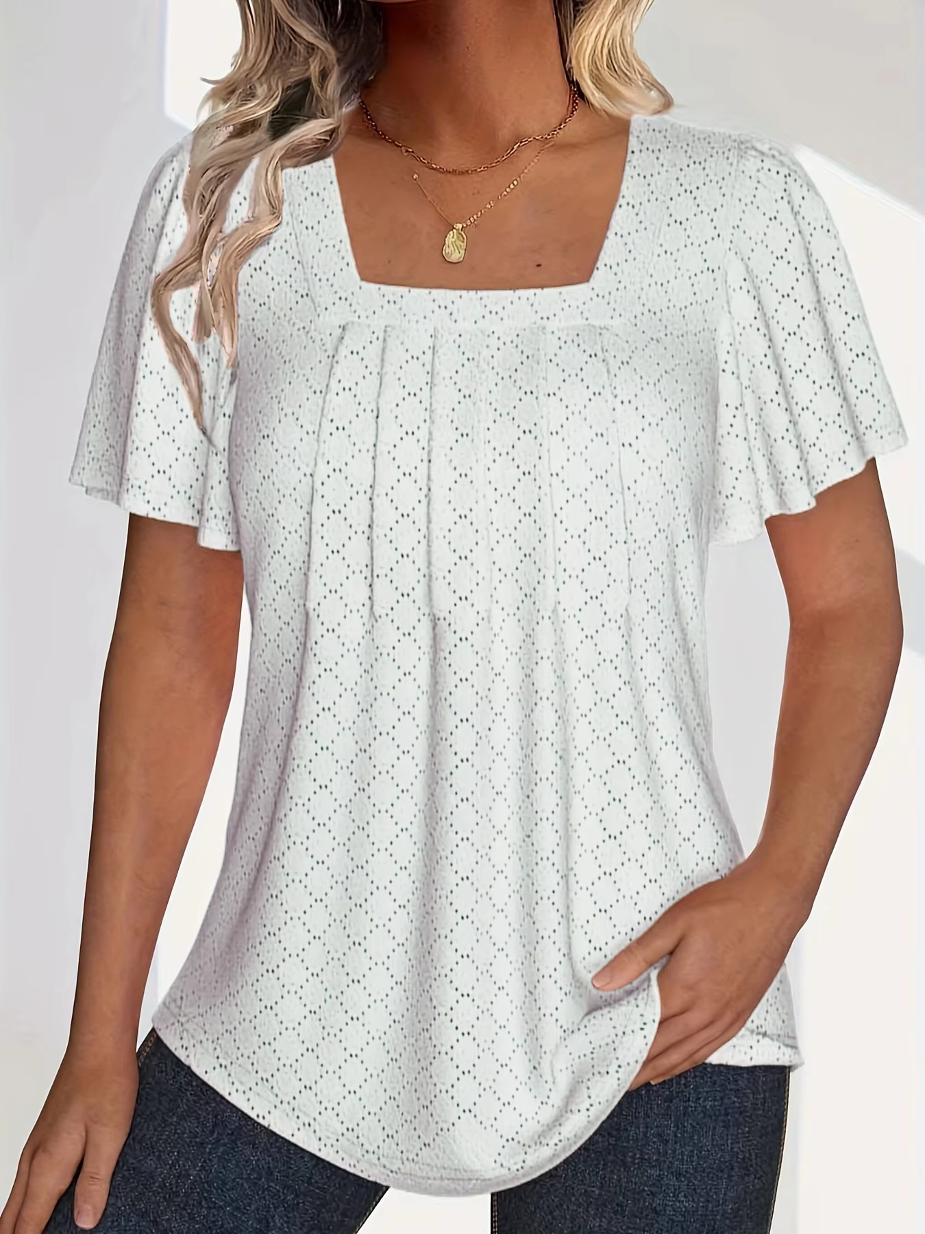Linnea Malmö™ | Mirelle – Blus med fyrkantig halsringning och textur